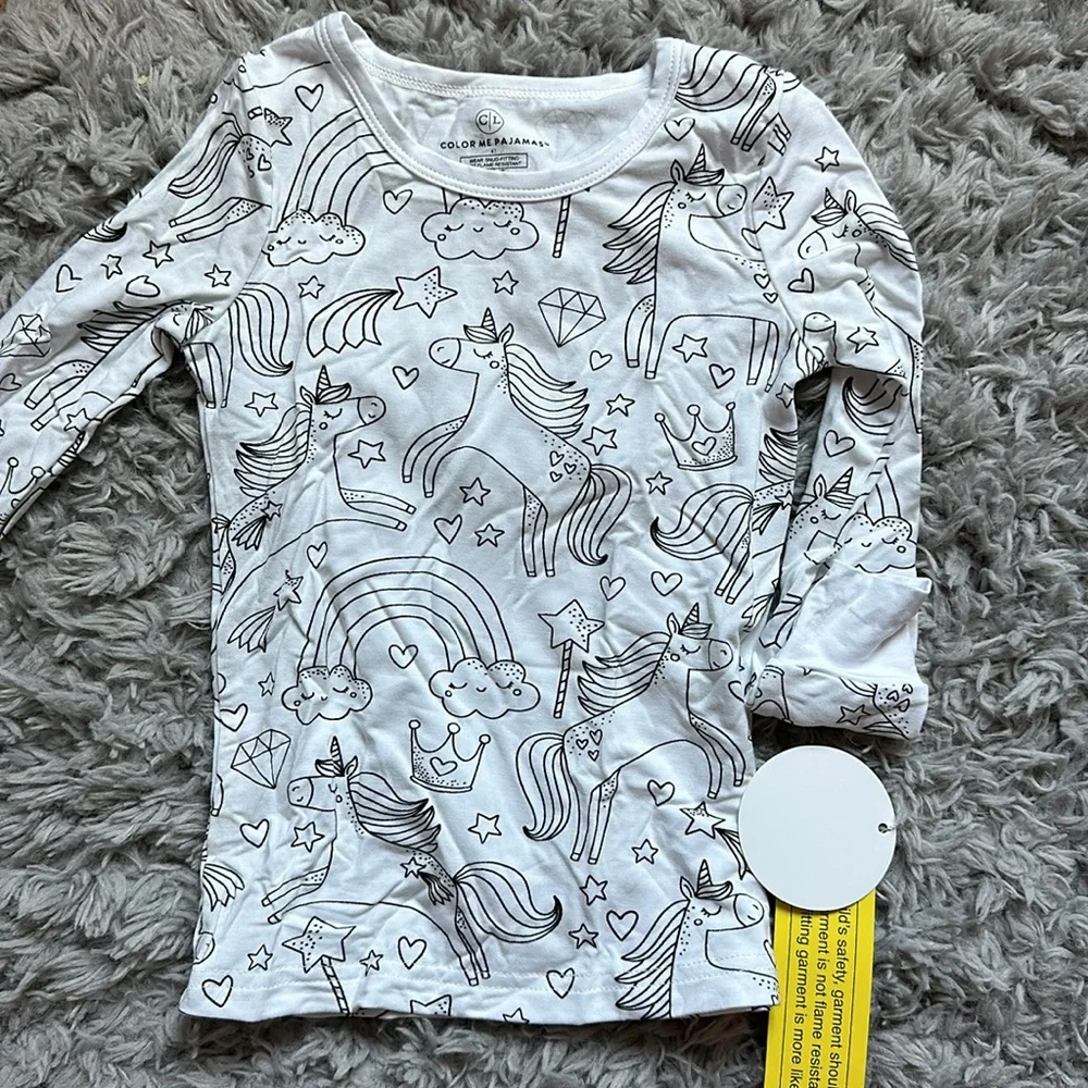 New Caden Lane Color Me Pajamas 2 Piece Set Enchanted Unicorns. Size 4T - Picture 2 of 8